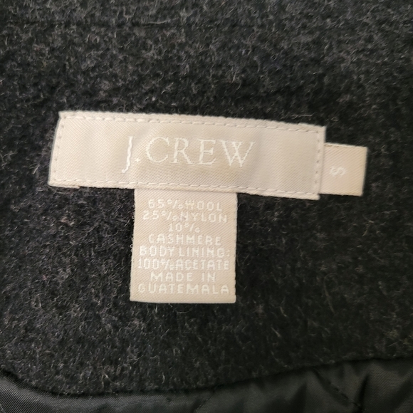 J. Crew Wool & Cashmere Blend Charcoal Gray Mid-Length Peacoat Size Small - Picture 6 of 7